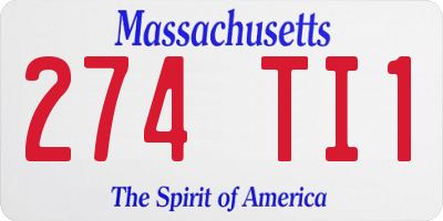 MA license plate 274TI1
