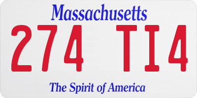 MA license plate 274TI4