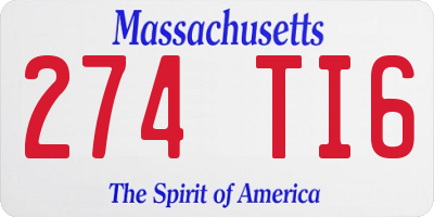 MA license plate 274TI6