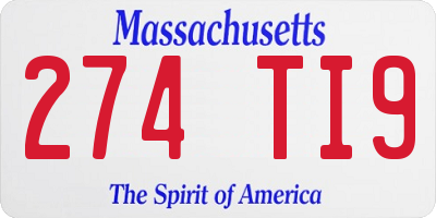 MA license plate 274TI9