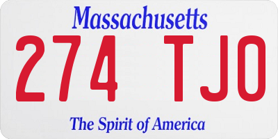 MA license plate 274TJ0