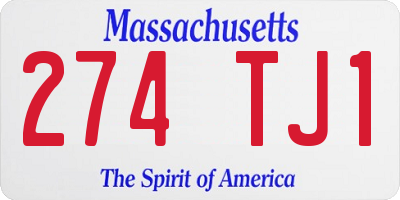 MA license plate 274TJ1