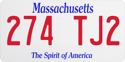 MA license plate 274TJ2