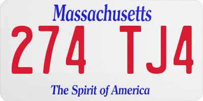 MA license plate 274TJ4
