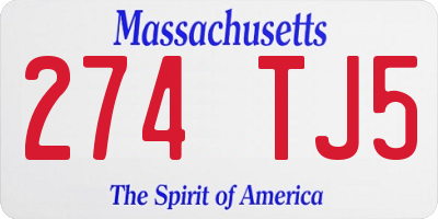 MA license plate 274TJ5