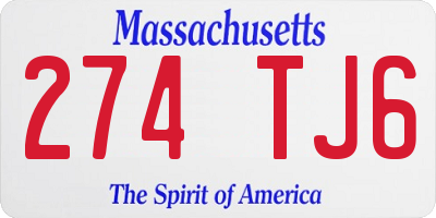 MA license plate 274TJ6
