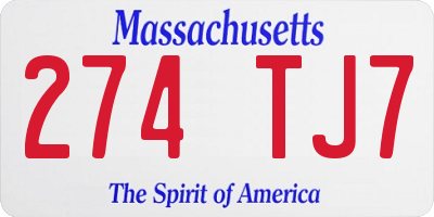 MA license plate 274TJ7