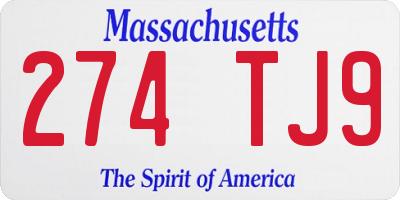 MA license plate 274TJ9