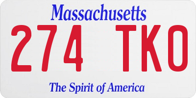 MA license plate 274TK0