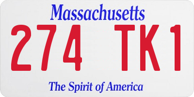 MA license plate 274TK1