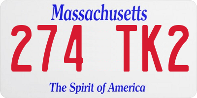 MA license plate 274TK2