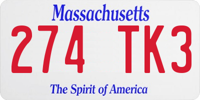MA license plate 274TK3