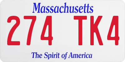 MA license plate 274TK4