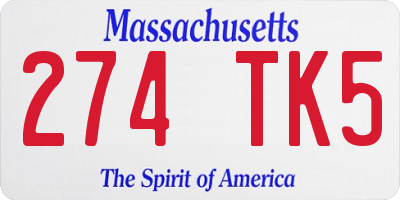 MA license plate 274TK5