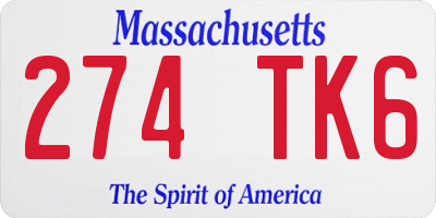 MA license plate 274TK6