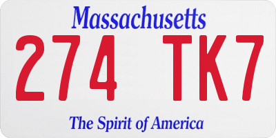 MA license plate 274TK7
