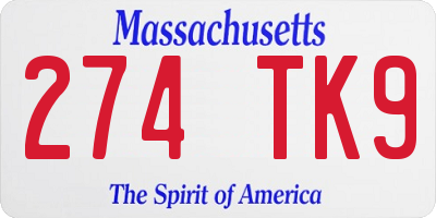 MA license plate 274TK9
