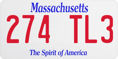 MA license plate 274TL3