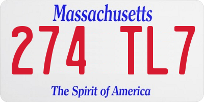MA license plate 274TL7