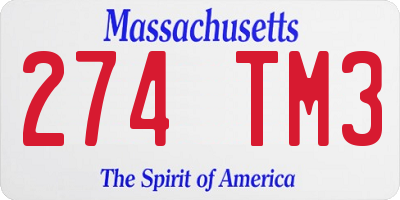 MA license plate 274TM3