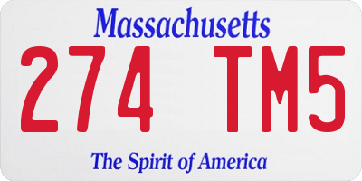 MA license plate 274TM5