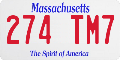 MA license plate 274TM7