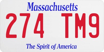 MA license plate 274TM9