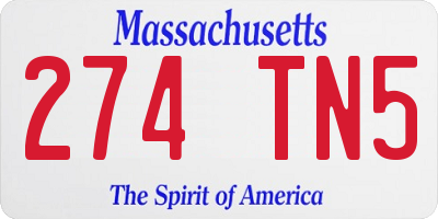 MA license plate 274TN5