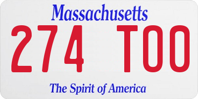 MA license plate 274TO0
