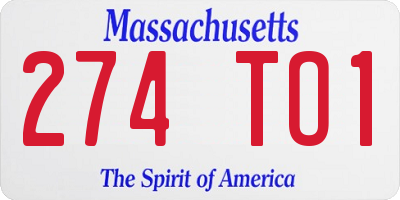 MA license plate 274TO1