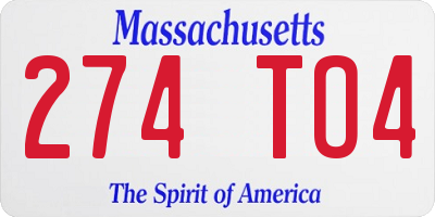 MA license plate 274TO4