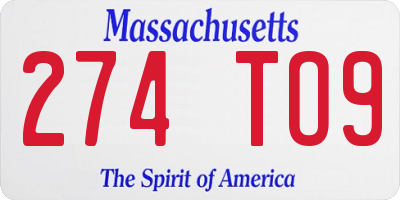 MA license plate 274TO9
