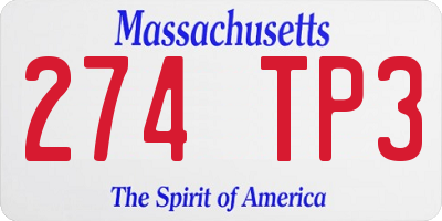 MA license plate 274TP3