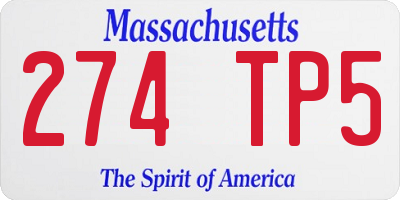 MA license plate 274TP5