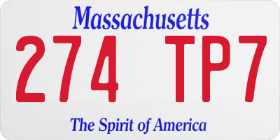 MA license plate 274TP7