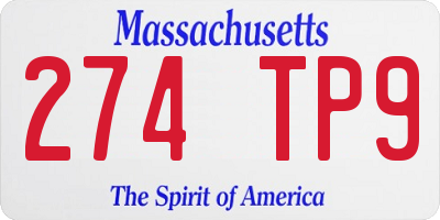 MA license plate 274TP9