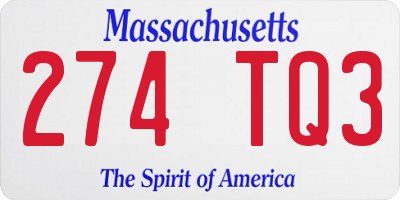 MA license plate 274TQ3