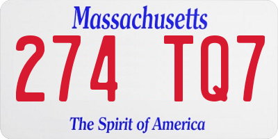MA license plate 274TQ7
