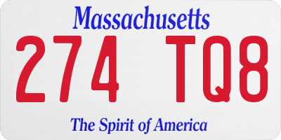 MA license plate 274TQ8