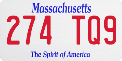 MA license plate 274TQ9