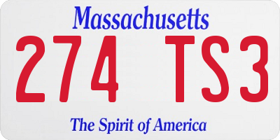 MA license plate 274TS3
