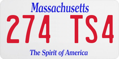 MA license plate 274TS4