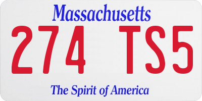 MA license plate 274TS5