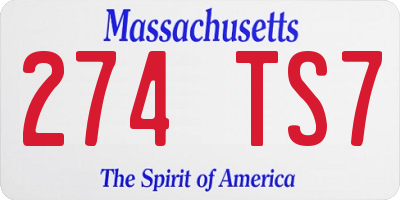 MA license plate 274TS7