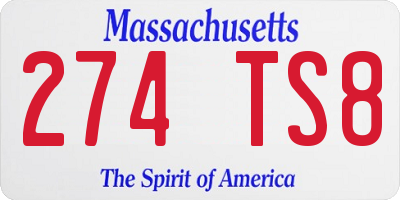 MA license plate 274TS8