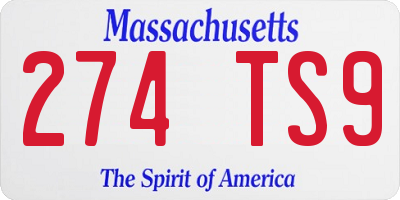 MA license plate 274TS9