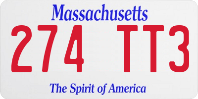 MA license plate 274TT3
