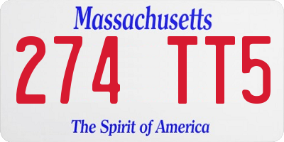 MA license plate 274TT5