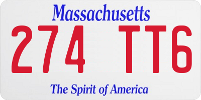 MA license plate 274TT6