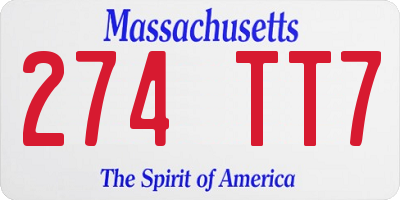MA license plate 274TT7